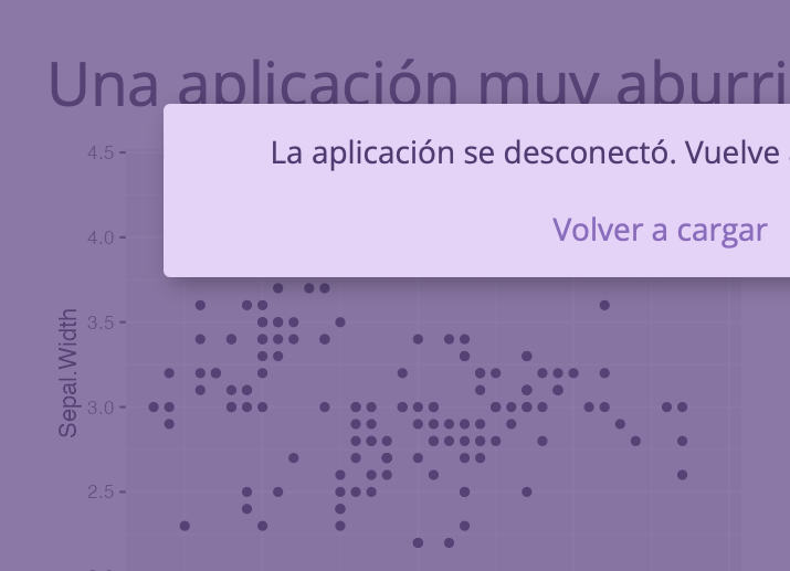 Mensajes de desconexión personalizados en Shiny